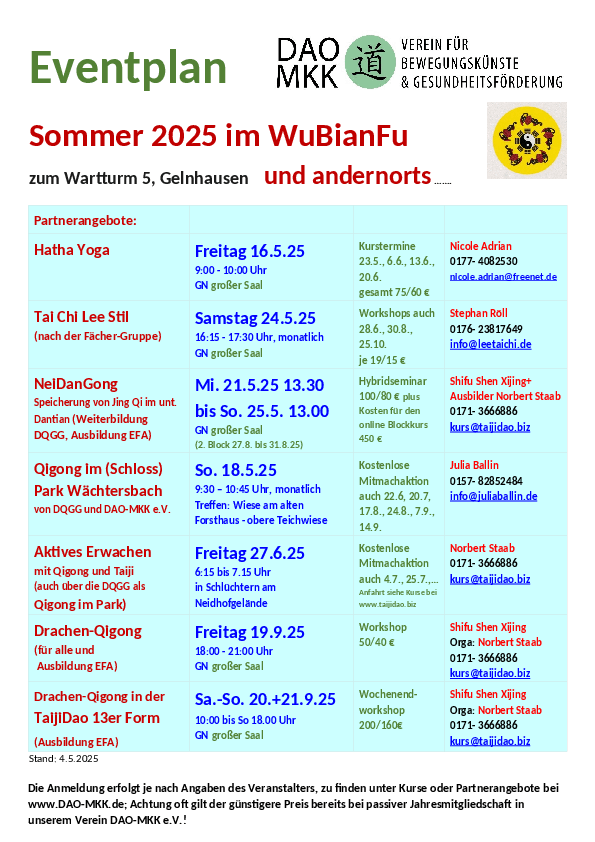 Eventplan Sommer 2025
