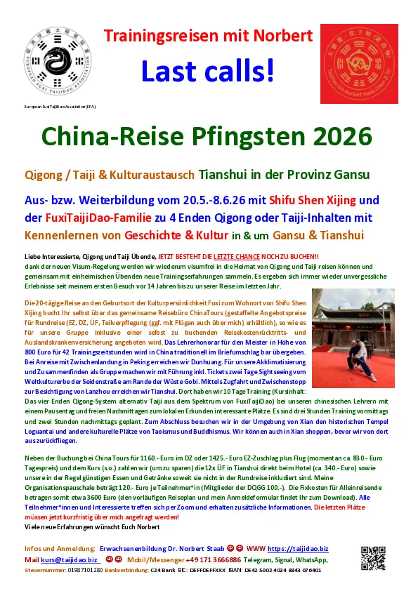 Ausschreibung Reise nach China 2026 Last Call
