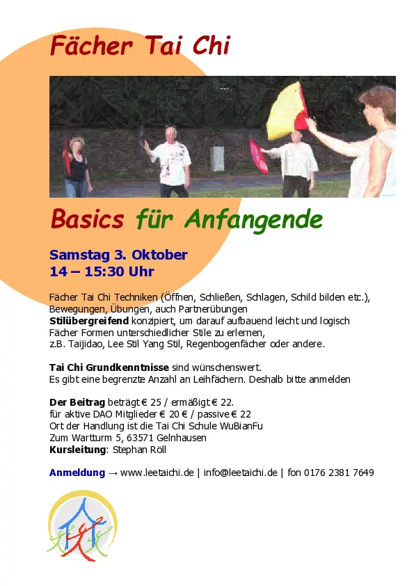 Taichi - Fächer Basics für Anfangende mit Stephan Röll am 3.10.2026
