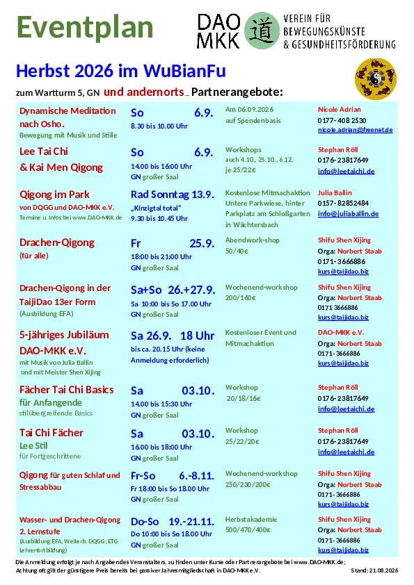 DAO-MKK Eventplan Herbst 2026 vom 21.8.2026