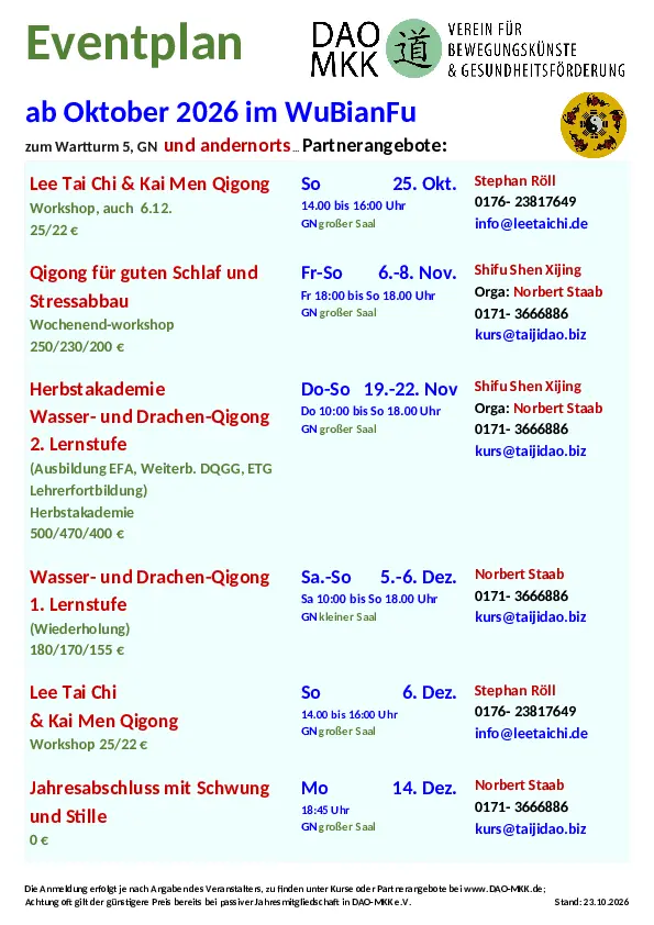 DAO-MKK Eventplan ab 25.10.2026, Stand 23.10.2026