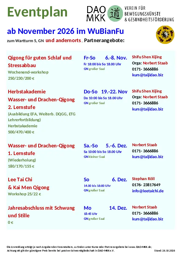 DAO-MKK Eventplan ab 6.11.2026, Stand 26.10.2026